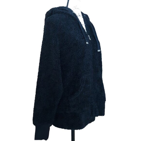 Free Country Hoodie Zip Jacket Plush Teddy Pile Pockets Black - Picture 3 of 8